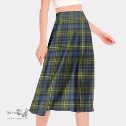 Scottish MacLellan Ancient Clan Tartan Womens Long Section Chiffon Skirt Tartan Skirt