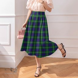 Scottish MacIntyre Hunting Modern Clan Tartan Womens Long Section Chiffon Skirt Tartan Skirt