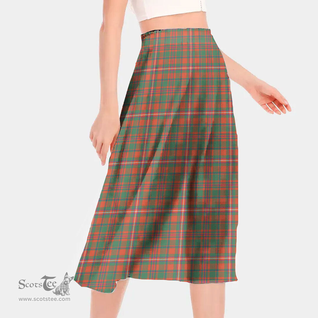 Scottish MacKinnon Ancient Clan Tartan Womens Long Section Chiffon Skirt Tartan Skirt