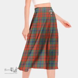 Scottish MacLean of Duart Ancient Clan Crest Tartan Womens Long Section Chiffon Skirt Tartan Skirt