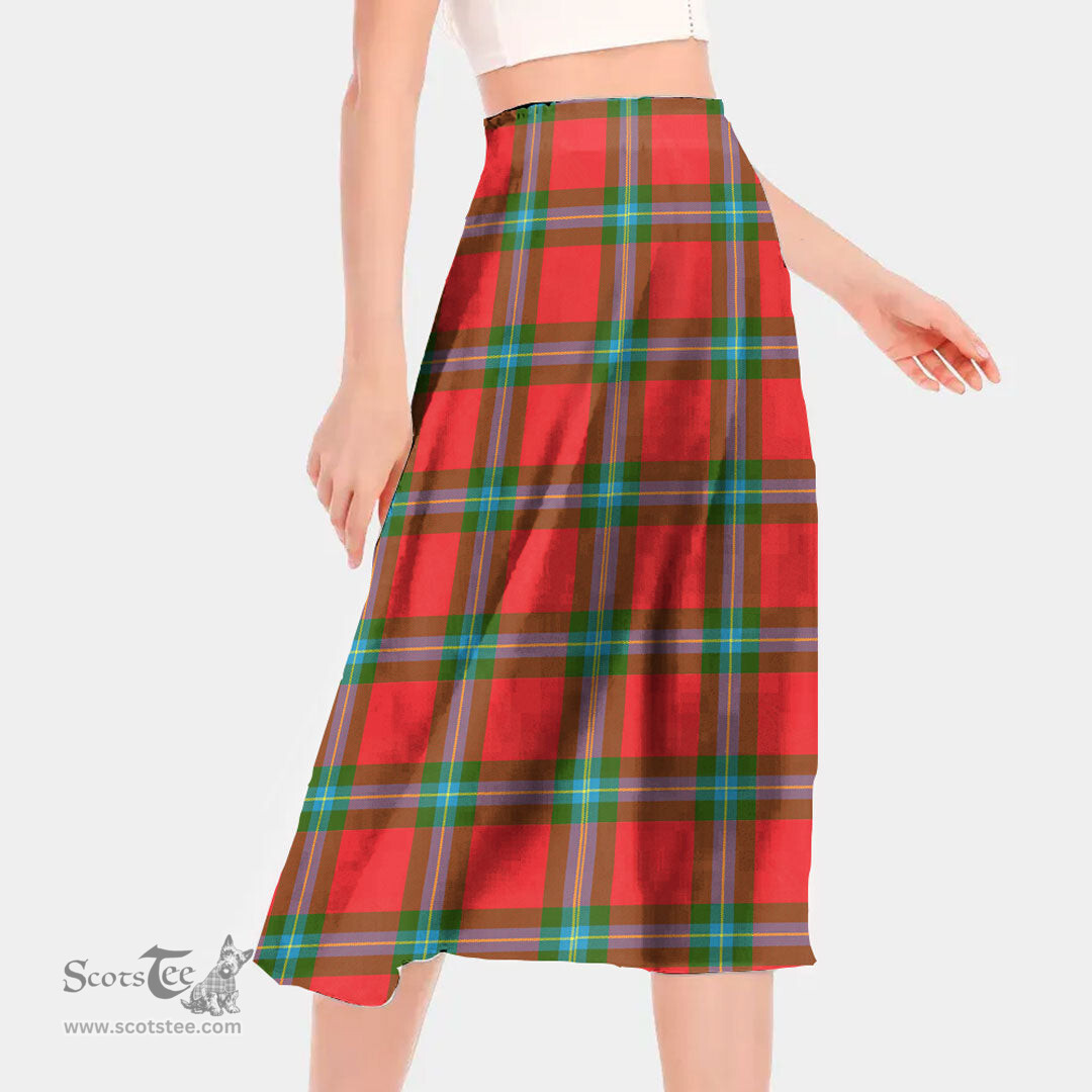 Scottish MacLaine of Loch Buie Clan Tartan Womens Long Section Chiffon Skirt Tartan Skirt