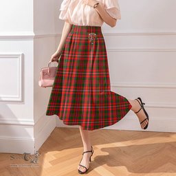 Scottish MacKinnon Modern Clan Crest Tartan Womens Long Section Chiffon Skirt Tartan Skirt