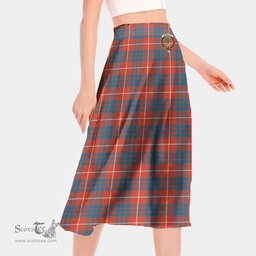 Scottish Hamilton Ancient Clan Crest Tartan Womens Long Section Chiffon Skirt Tartan Skirt