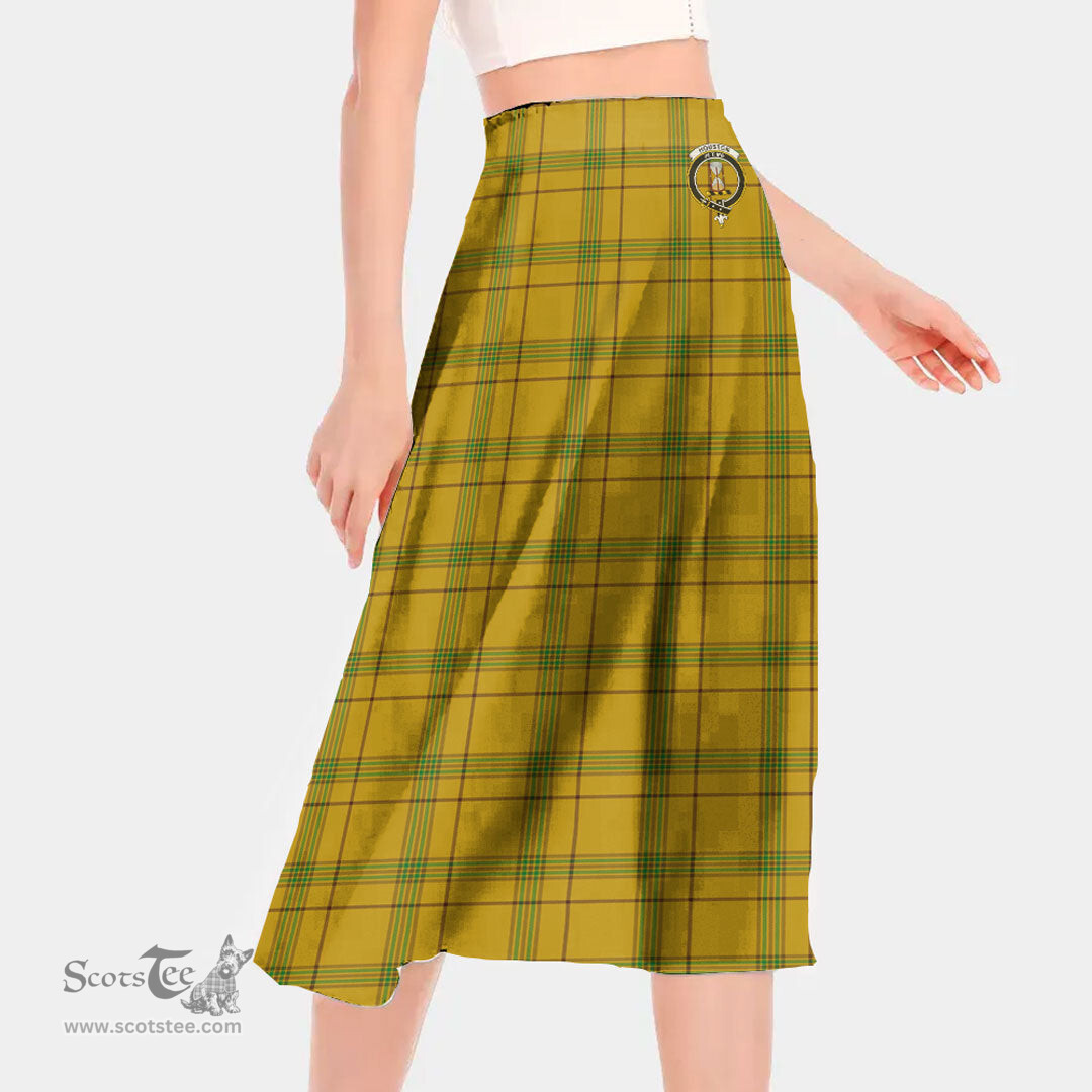 Scottish Houston Clan Crest Tartan Womens Long Section Chiffon Skirt Tartan Skirt