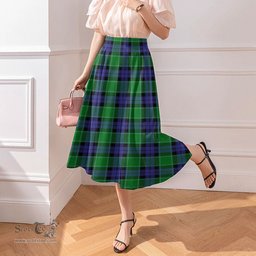 Scottish Graham of Menteith Modern Clan Tartan Womens Long Section Chiffon Skirt Tartan Skirt