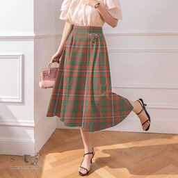 Scottish MacKinnon Ancient Clan Crest Tartan Womens Long Section Chiffon Skirt Tartan Skirt