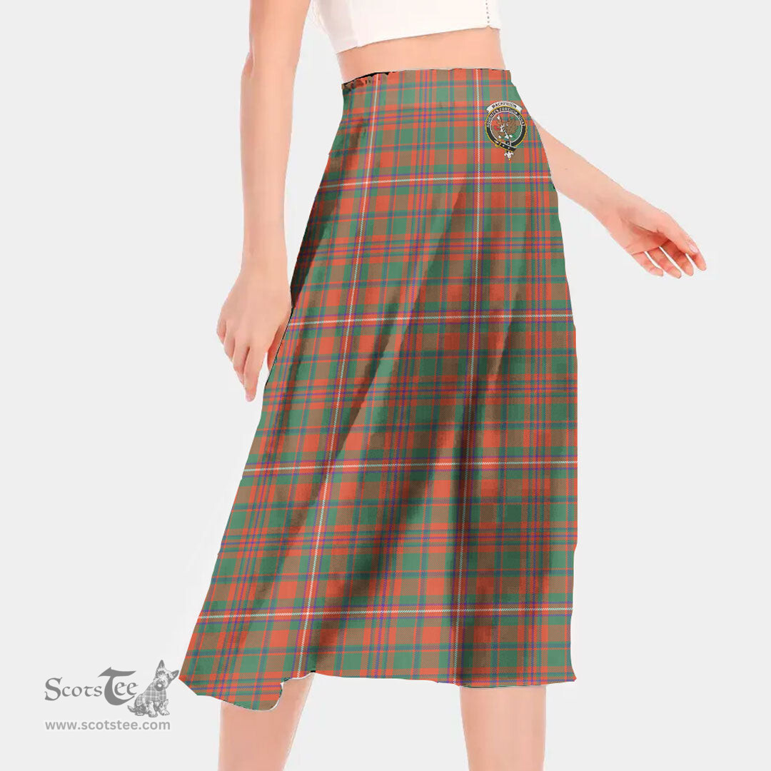 Scottish MacKinnon Ancient Clan Crest Tartan Womens Long Section Chiffon Skirt Tartan Skirt