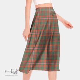 Scottish MacKinnon Ancient Clan Crest Tartan Womens Long Section Chiffon Skirt Tartan Skirt