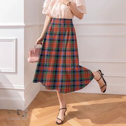 Scottish MacDuff Ancient Clan Tartan Womens Long Section Chiffon Skirt Tartan Skirt