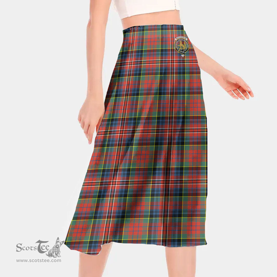 Scottish MacPherson Ancient Clan Crest Tartan Womens Long Section Chiffon Skirt Tartan Skirt