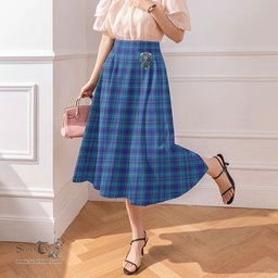 Scottish Mercer Modern Clan Crest Tartan Womens Long Section Chiffon Skirt Tartan Skirt