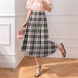 Scottish MacPherson Dress Ancient Clan Tartan Womens Long Section Chiffon Skirt Tartan Skirt