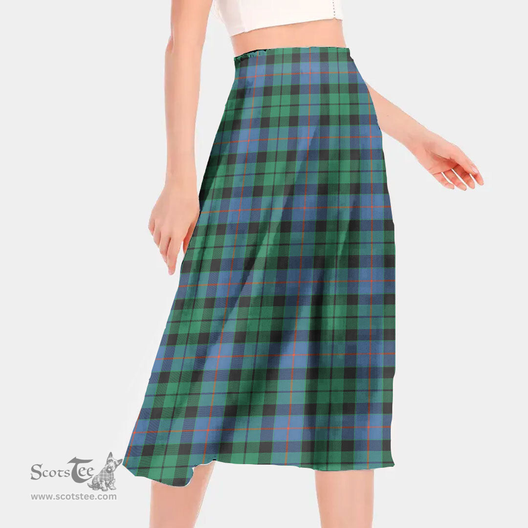 Scottish Morrison Ancient Clan Tartan Womens Long Section Chiffon Skirt Tartan Skirt