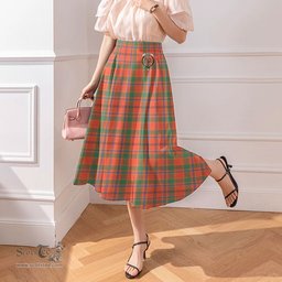 Scottish Munro Ancient Clan Crest Tartan Womens Long Section Chiffon Skirt Tartan Skirt