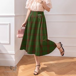 Scottish Maxwell Hunting Clan Crest Tartan Womens Long Section Chiffon Skirt Tartan Skirt