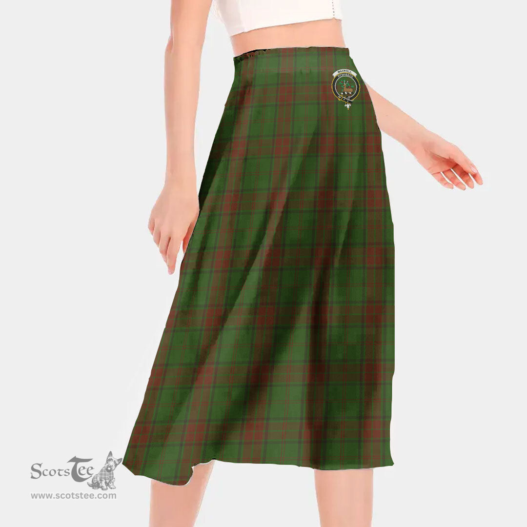 Scottish Maxwell Hunting Clan Crest Tartan Womens Long Section Chiffon Skirt Tartan Skirt