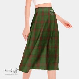 Scottish Maxwell Hunting Clan Crest Tartan Womens Long Section Chiffon Skirt Tartan Skirt