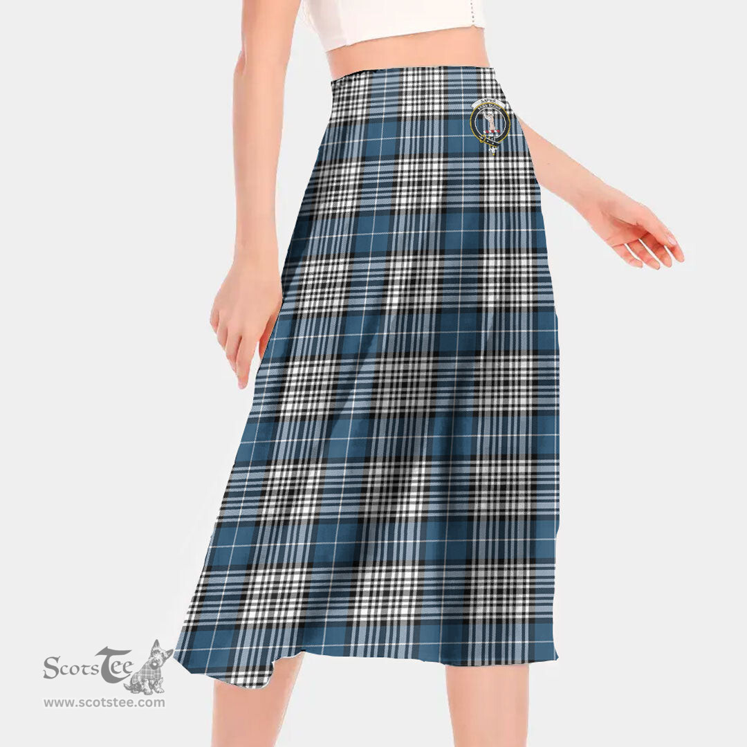 Scottish Napier Modern Clan Crest Tartan Womens Long Section Chiffon Skirt Tartan Skirt