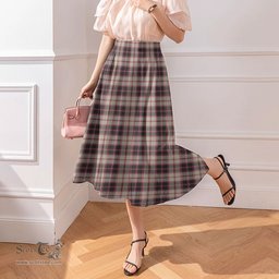 Scottish MacPherson Hunting Ancient Clan Tartan Womens Long Section Chiffon Skirt Tartan Skirt