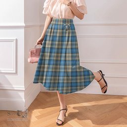 Scottish Napier Ancient Clan Crest Tartan Womens Long Section Chiffon Skirt Tartan Skirt