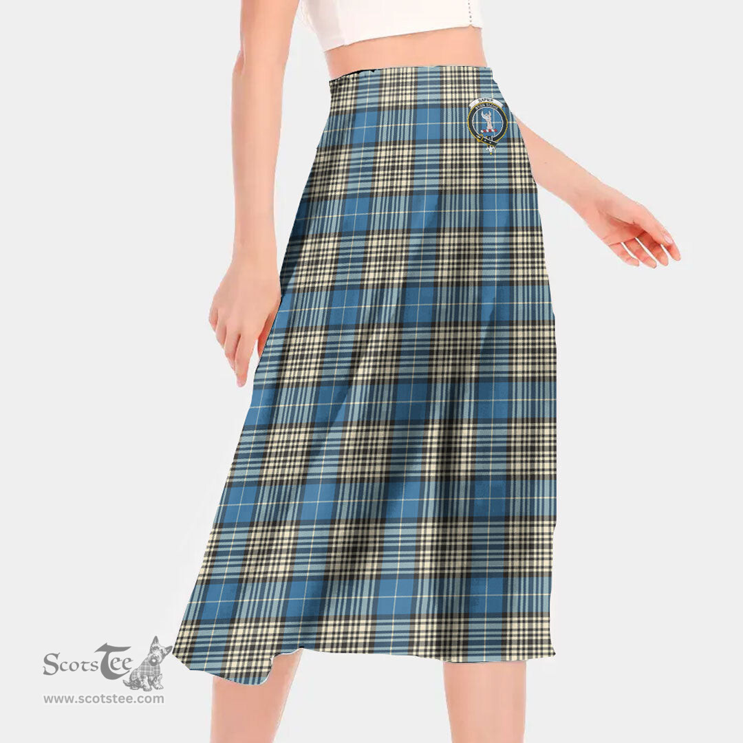 Scottish Napier Ancient Clan Crest Tartan Womens Long Section Chiffon Skirt Tartan Skirt