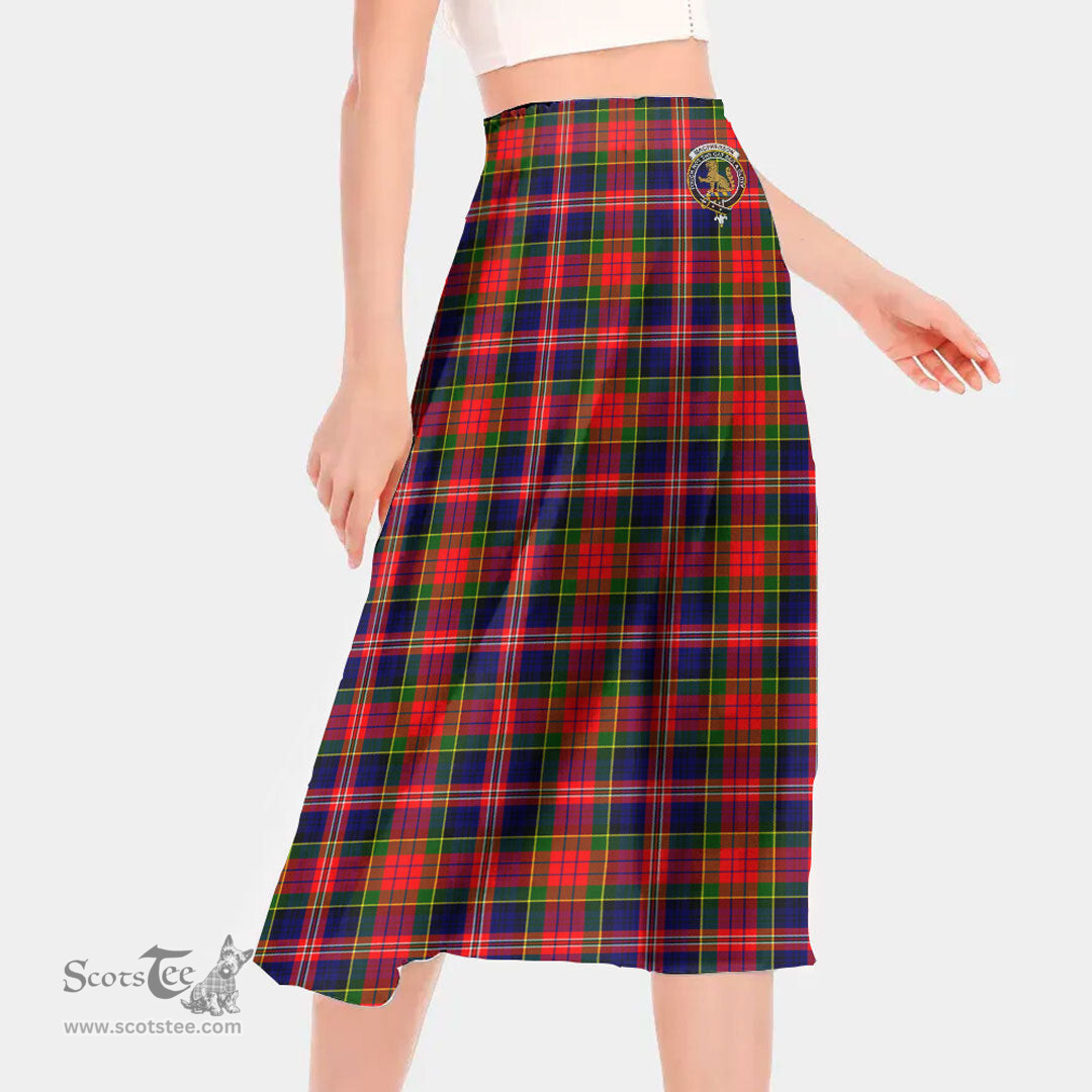 Scottish MacPherson Modern Clan Crest Tartan Womens Long Section Chiffon Skirt Tartan Skirt
