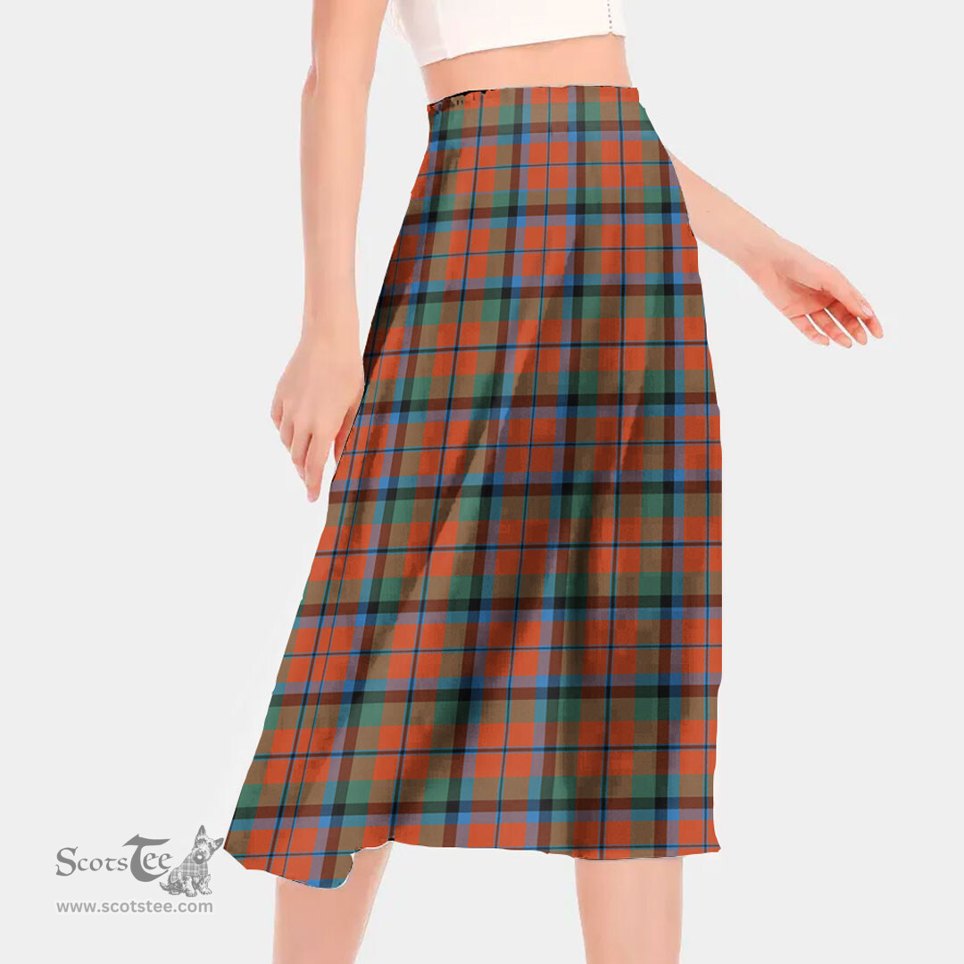 Scottish MacNaughton Ancient Clan Tartan Womens Long Section Chiffon Skirt Tartan Skirt
