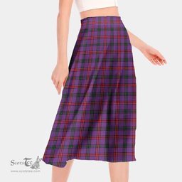 Scottish Montgomery Modern Clan Tartan Womens Long Section Chiffon Skirt Tartan Skirt