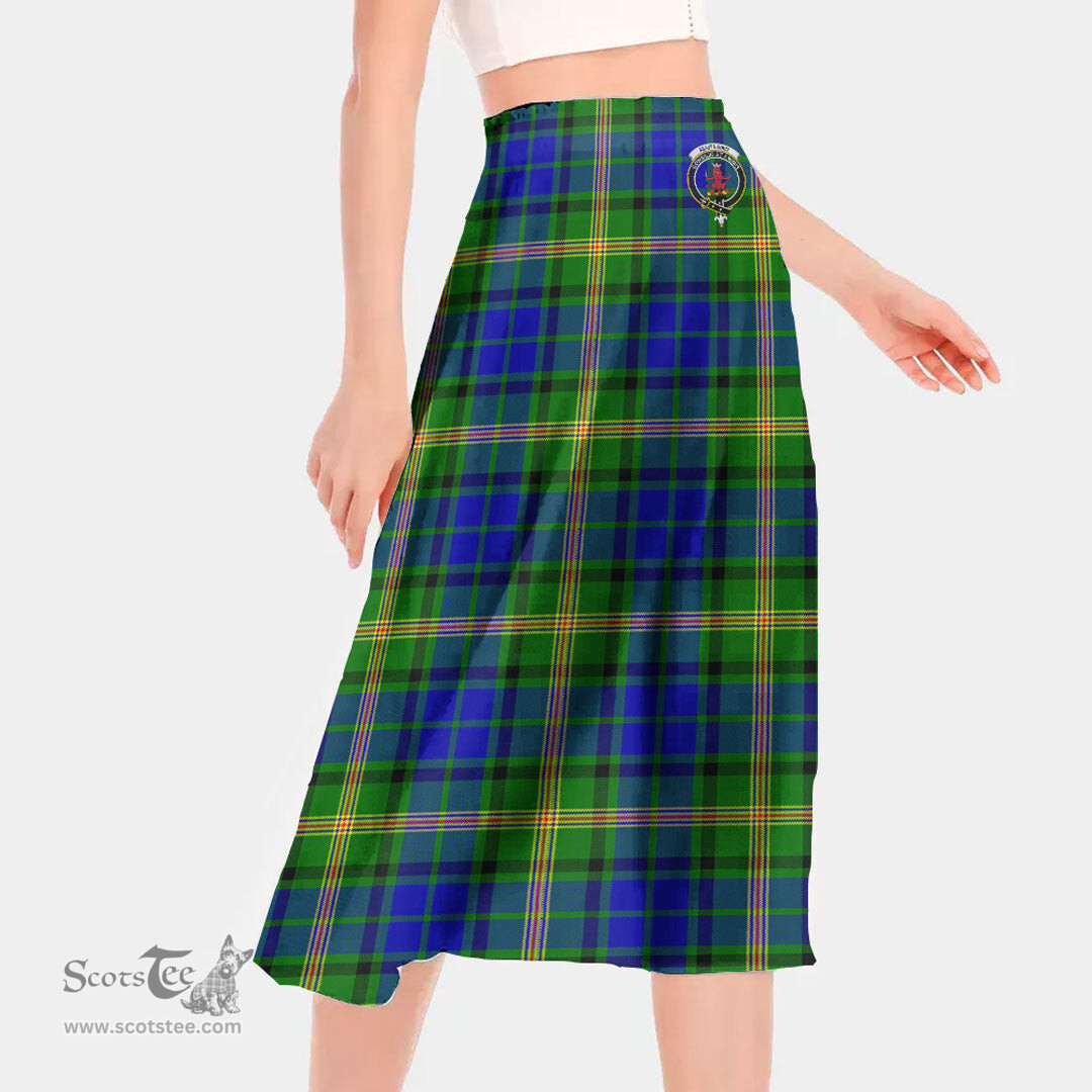 Scottish Maitland Clan Crest Tartan Womens Long Section Chiffon Skirt Tartan Skirt