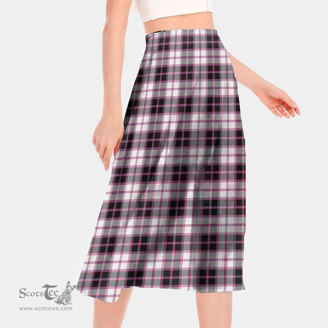 Scottish MacPherson Hunting Modern Clan Tartan Womens Long Section Chiffon Skirt Tartan Skirt