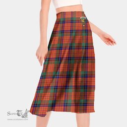 Scottish Nicolson Ancient Clan Crest Tartan Womens Long Section Chiffon Skirt Tartan Skirt
