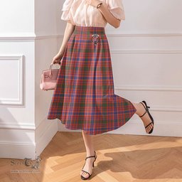 Scottish MacRae Ancient Clan Crest Tartan Womens Long Section Chiffon Skirt Tartan Skirt