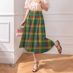 Scottish MacMillan Old Ancient Clan Tartan Womens Long Section Chiffon Skirt Tartan Skirt