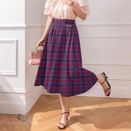 Scottish Montgomery Modern Clan Crest Tartan Womens Long Section Chiffon Skirt Tartan Skirt