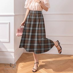 Scottish MacRae Hunting Weathered Clan Tartan Womens Long Section Chiffon Skirt Tartan Skirt