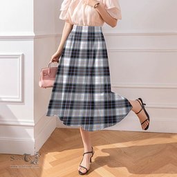 Scottish MacRae Dress Modern Clan Tartan Womens Long Section Chiffon Skirt Tartan Skirt