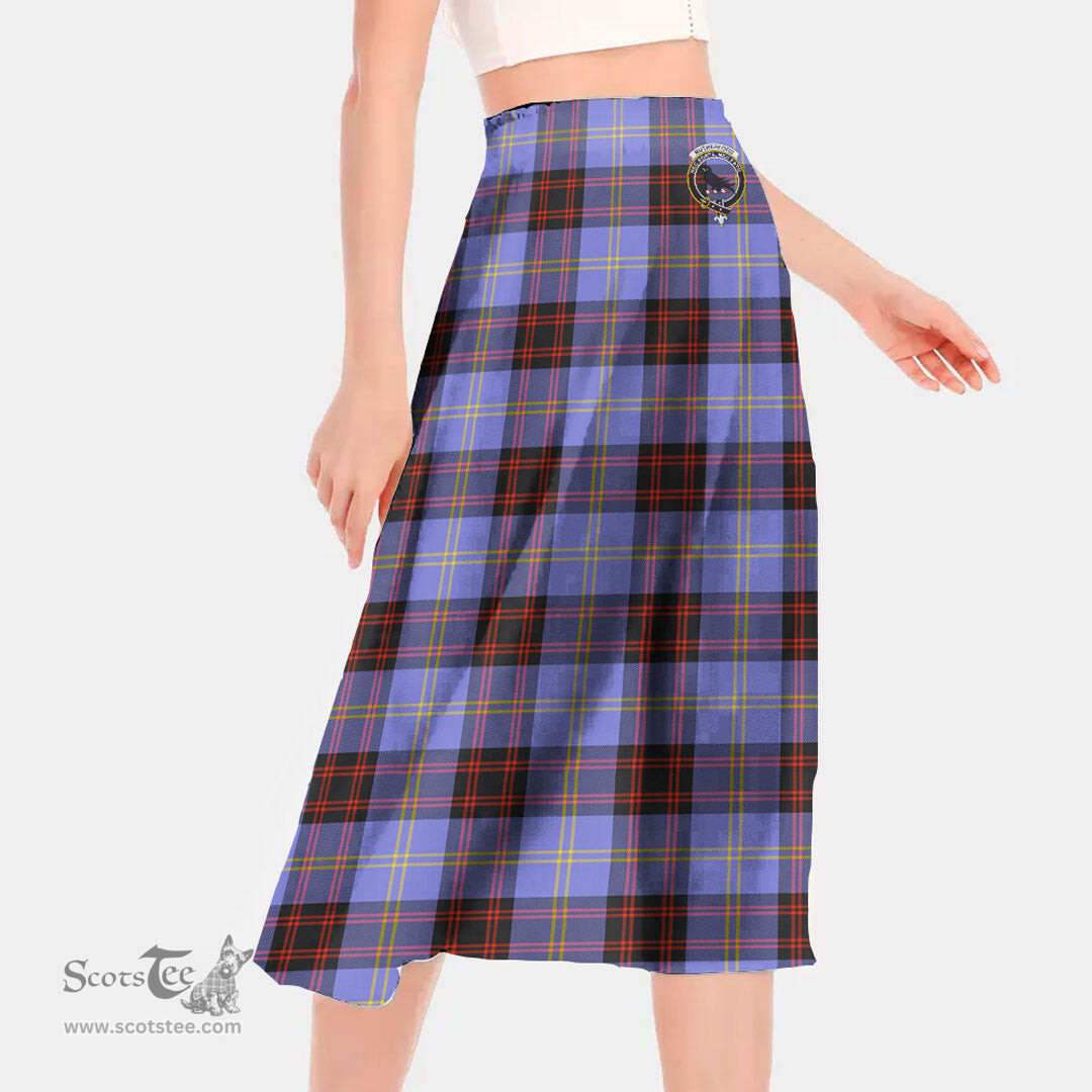 Scottish Rutherford Clan Crest Tartan Womens Long Section Chiffon Skirt Tartan Skirt