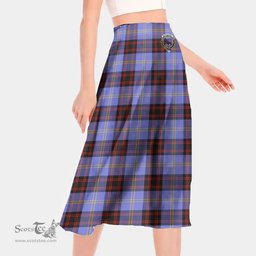 Scottish Rutherford Clan Crest Tartan Womens Long Section Chiffon Skirt Tartan Skirt