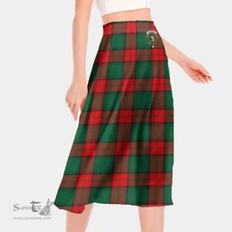 Scottish Stewart Atholl Modern Clan Crest Tartan Womens Long Section Chiffon Skirt Tartan Skirt