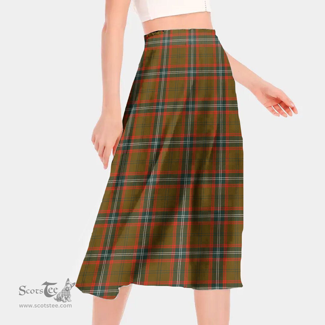Scottish Seton Hunting Modern Clan Tartan Womens Long Section Chiffon Skirt Tartan Skirt