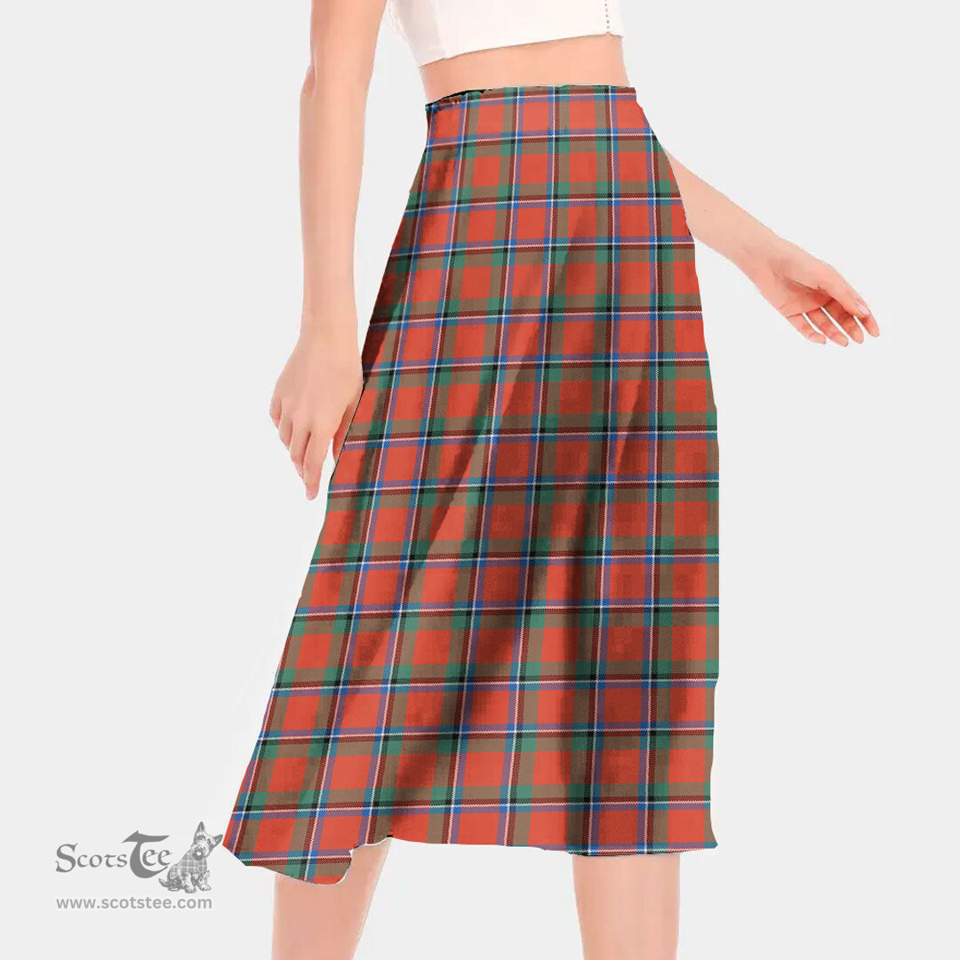 Scottish Sinclair Ancient Clan Tartan Womens Long Section Chiffon Skirt Tartan Skirt
