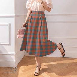 Scottish Robertson Ancient Clan Crest Tartan Womens Long Section Chiffon Skirt Tartan Skirt