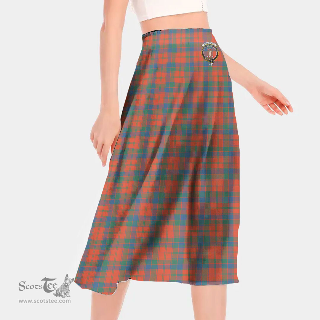 Scottish Robertson Ancient Clan Crest Tartan Womens Long Section Chiffon Skirt Tartan Skirt