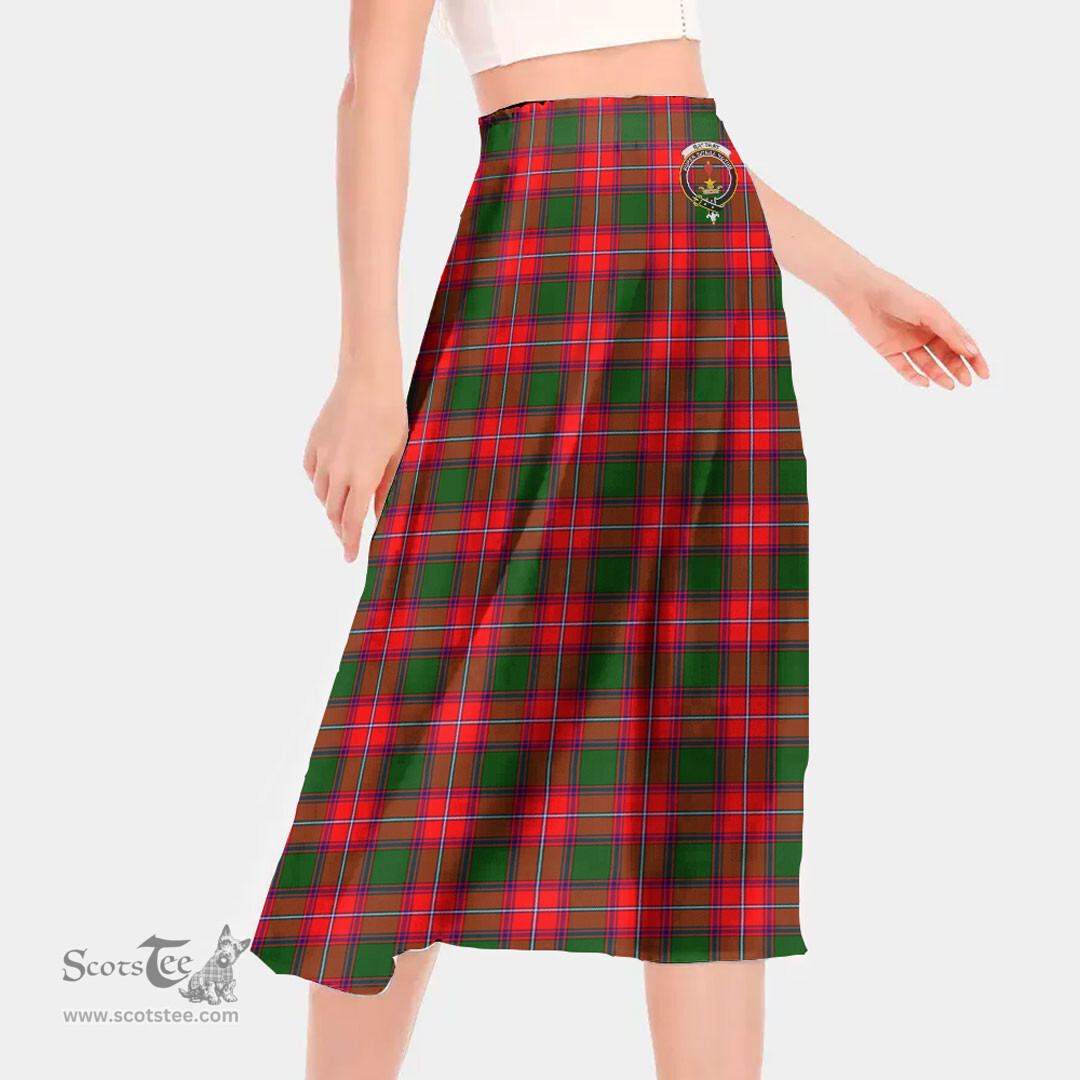 Scottish Rattray Modern Clan Crest Tartan Womens Long Section Chiffon Skirt Tartan Skirt