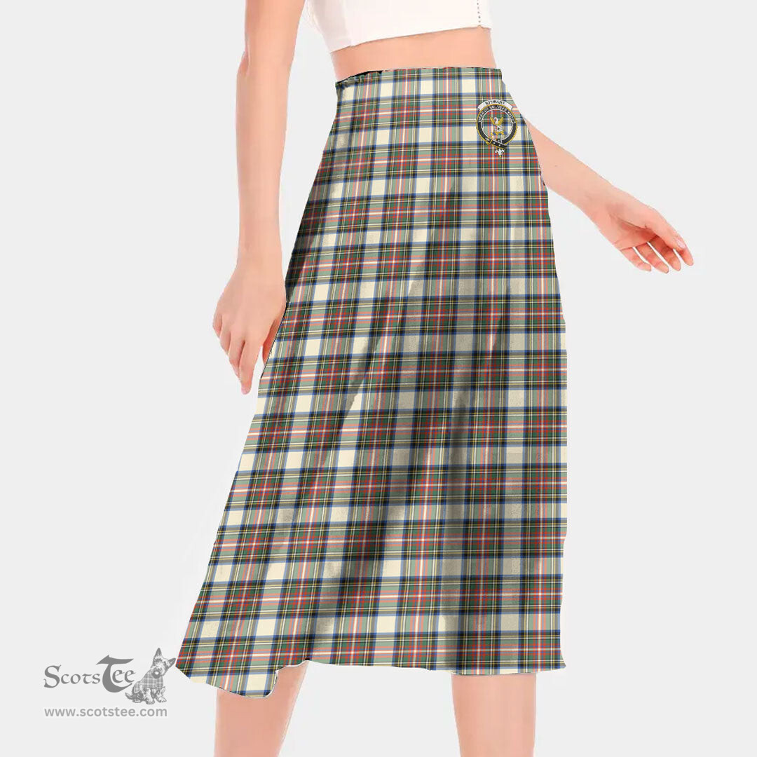 Scottish Stewart Dress Ancient Clan Crest Tartan Womens Long Section Chiffon Skirt Tartan Skirt