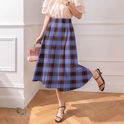 Scottish Rutherford Clan Tartan Womens Long Section Chiffon Skirt Tartan Skirt