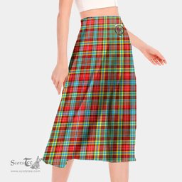 Scottish Ogilvie Clan Crest Tartan Womens Long Section Chiffon Skirt Tartan Skirt