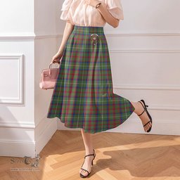 Scottish Shaw Green Modern Clan Crest Tartan Womens Long Section Chiffon Skirt Tartan Skirt