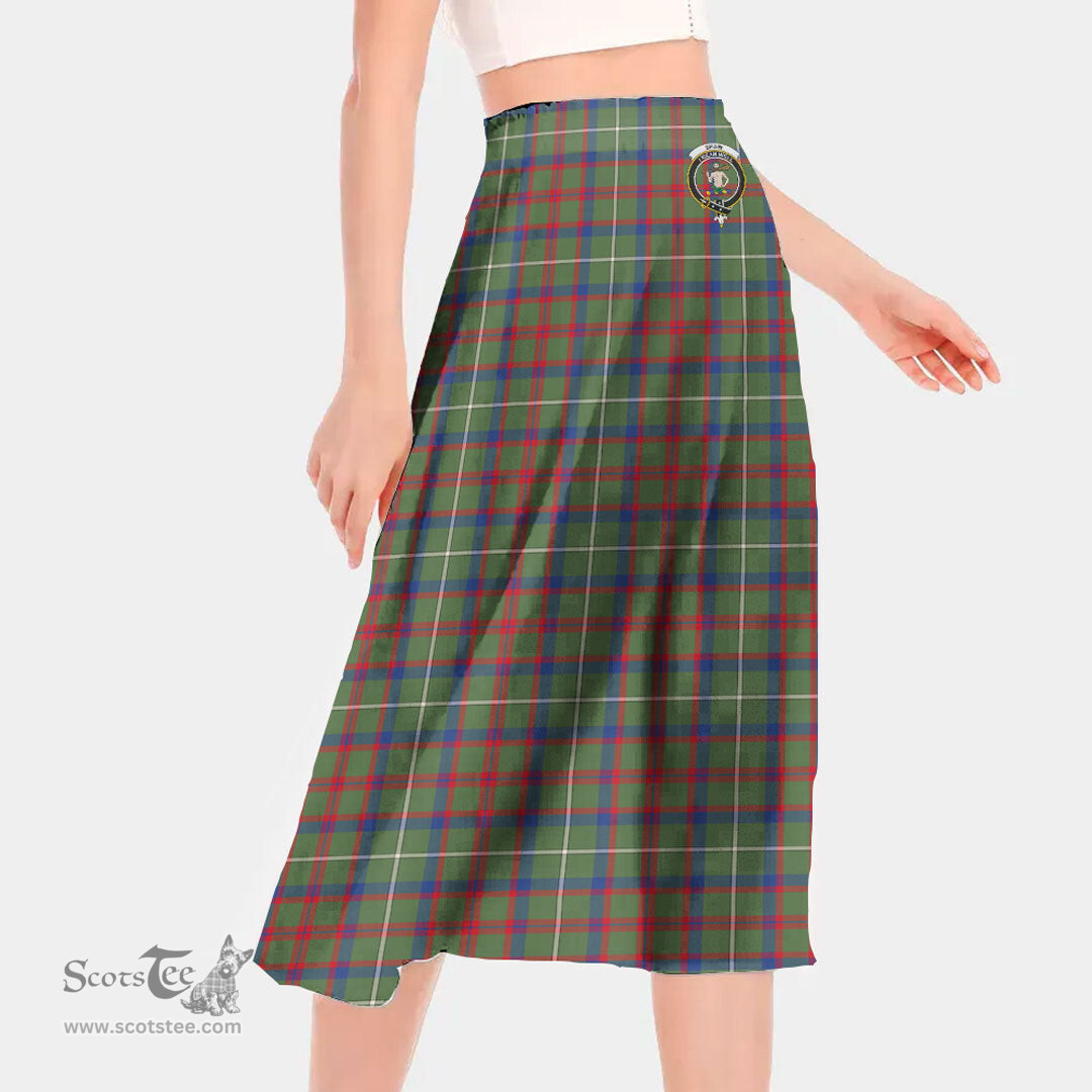 Scottish Shaw Green Modern Clan Crest Tartan Womens Long Section Chiffon Skirt Tartan Skirt