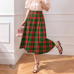 Scottish Pollock Modern Clan Tartan Womens Long Section Chiffon Skirt Tartan Skirt